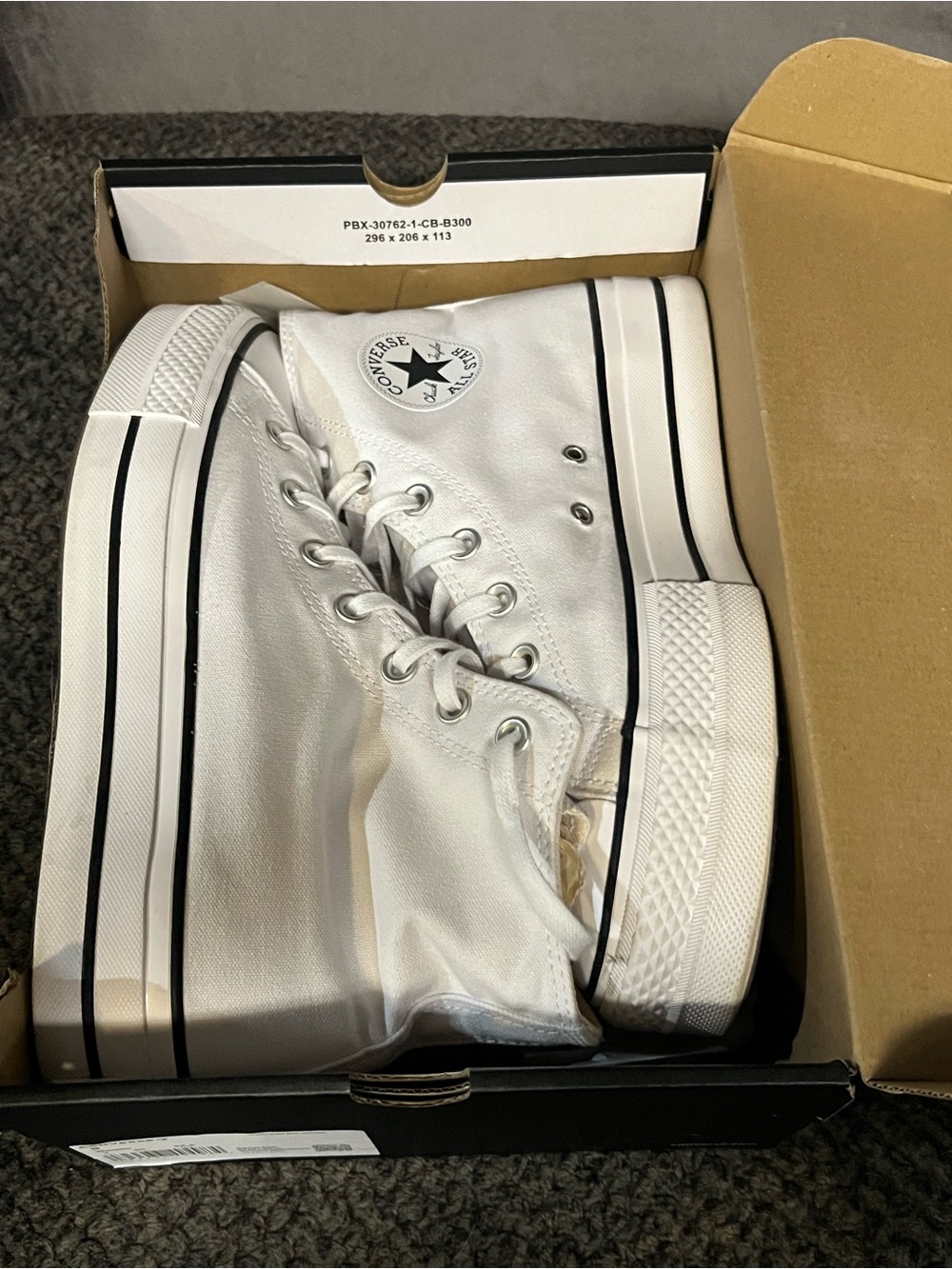 Converse Women's White High-Top Platform Sneakers with Black Trim - Picture 12 of 12